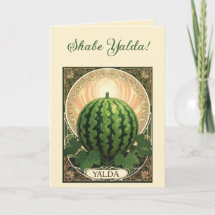 Cartes Pour Fêtes Annuelles Pastèque de Yalda Chelle Nuit Fruits Art Nouveau