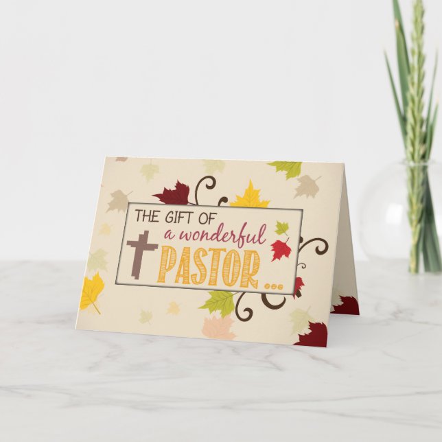 Cartes Pour Fêtes Annuelles Pastor Thanksgiving Cadeau Feuilles d'automne (Devant)