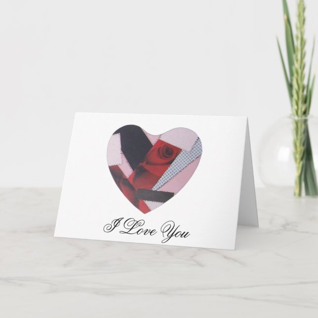 Cartes Pour Fêtes Annuelles Patchwork Heart I Love You with Poem (Devant)