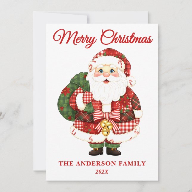 Cartes Pour Fêtes Annuelles Patchwork Noël du Père Noël (Devant)