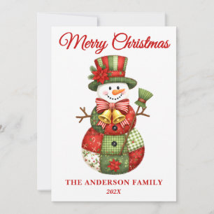 Cartes Pour Fêtes Annuelles Patchwork Snowman Christmas