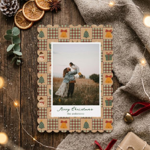 Cartes Pour Fêtes Annuelles Patchwork Vintage Joli Vacances Une Photo