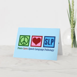 Cartes Pour Fêtes Annuelles Pathologie du langage vocal Paix Amour SLP Bleu