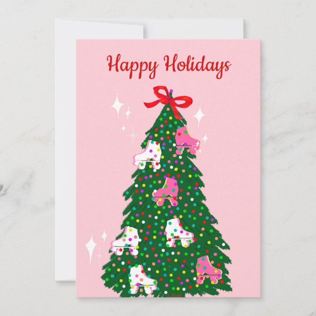 Cartes Pour Fêtes Annuelles Patin à roulettes de Noël de vacances Skate de Noë (Devant)