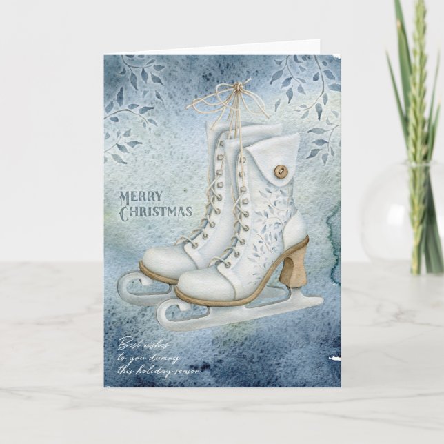 Cartes Pour Fêtes Annuelles Patinage de glace de Noël (Devant)
