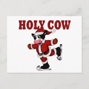 Cartes Pour Fêtes Annuelles Patinage Noël Vache sainte
