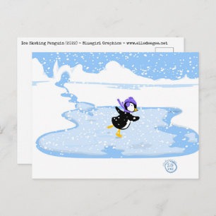 Cartes Pour Fêtes Annuelles Patinage Penguin Noël