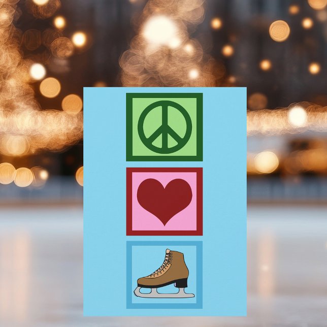 Cartes Pour Fêtes Annuelles Patinage sur glace de paix d'amour (Créateur téléchargé)