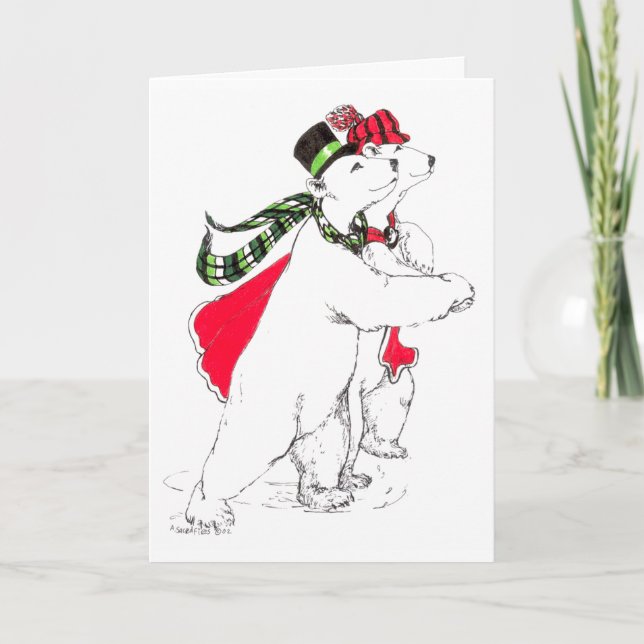 Cartes Pour Fêtes Annuelles Patinage sur glace mignon Ours polaires Noël Whims (Devant)