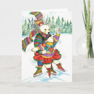 Cartes Pour Fêtes Annuelles Patinage sur glace Ours polaires