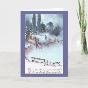 Cartes Pour Fêtes Annuelles Patinage sur glace par Moonlight Vintage Noël