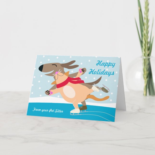 Cartes Pour Fêtes Annuelles Patinage sur glace pour animaux de compagnie (Devant)