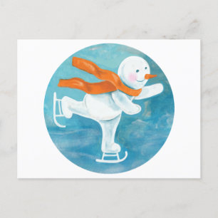 Cartes Pour Fêtes Annuelles Patinage sur glace Snowman