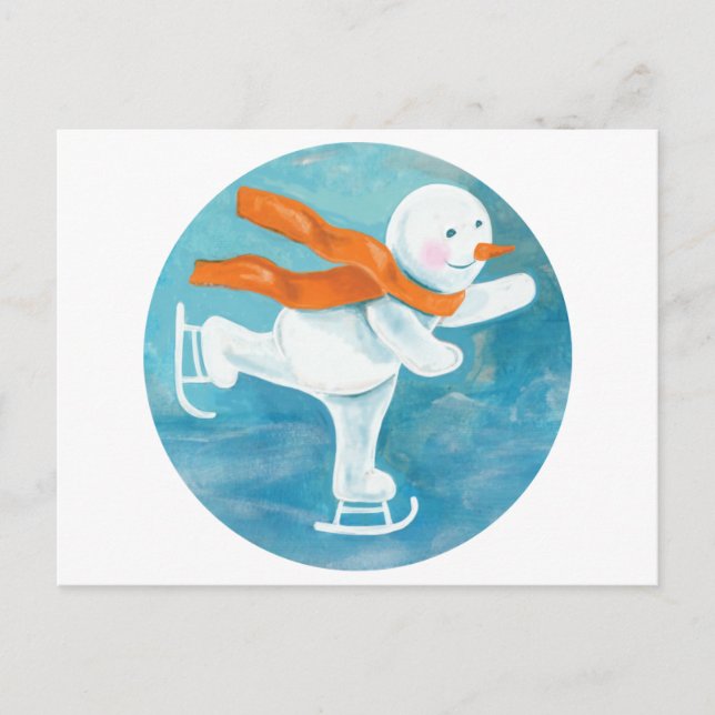 Cartes Pour Fêtes Annuelles Patinage sur glace Snowman (Devant)