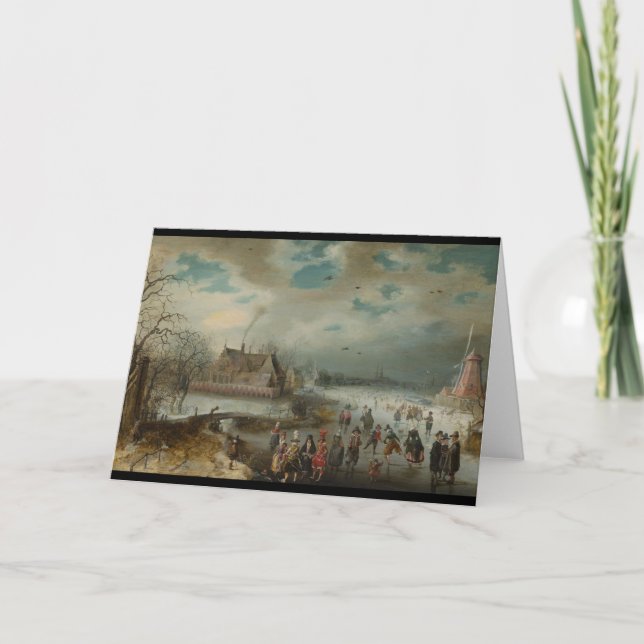Cartes Pour Fêtes Annuelles Patinage sur la rivière Amstel gelée (Devant)