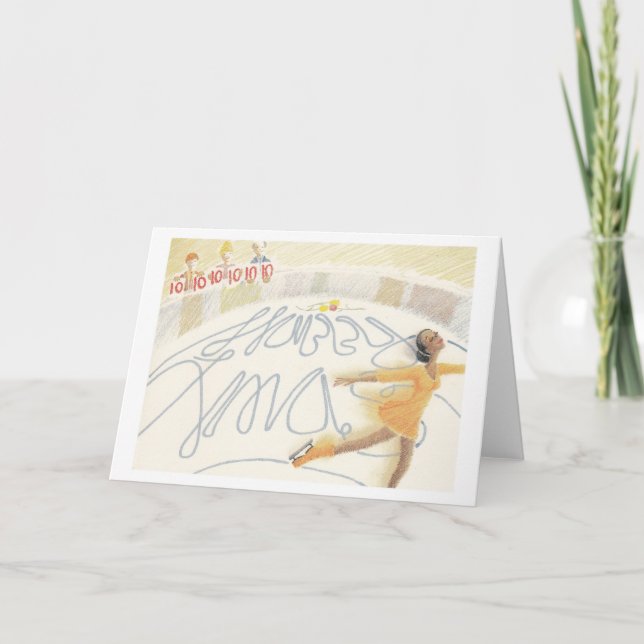 Cartes Pour Fêtes Annuelles patineur à glace expressif (Devant)
