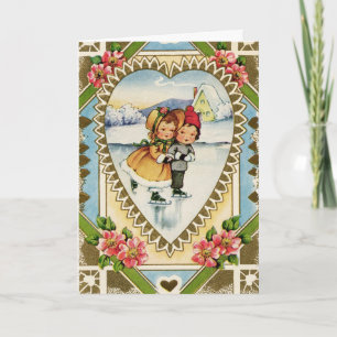 Cartes Pour Fêtes Annuelles Patineuse vintage Valentine