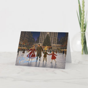 Cartes Pour Fêtes Annuelles Patinoire de Noël de la famille 1950 à New York