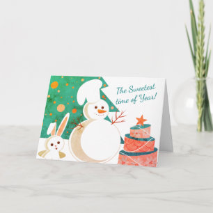 Cartes Pour Fêtes Annuelles pâtisserie bonhomme de neige chef boulangerie pâti