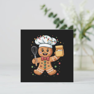 Cartes Pour Fêtes Annuelles Pâtissier Mignon Bonhomme en Pain d'Épices Noël Cu
