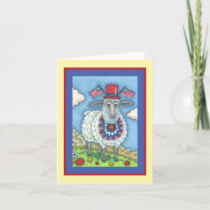 Cartes Pour Fêtes Annuelles PATRIOTE QUATRIÈME DE JUILLET SHEEP, FUNNY FOLK Bl