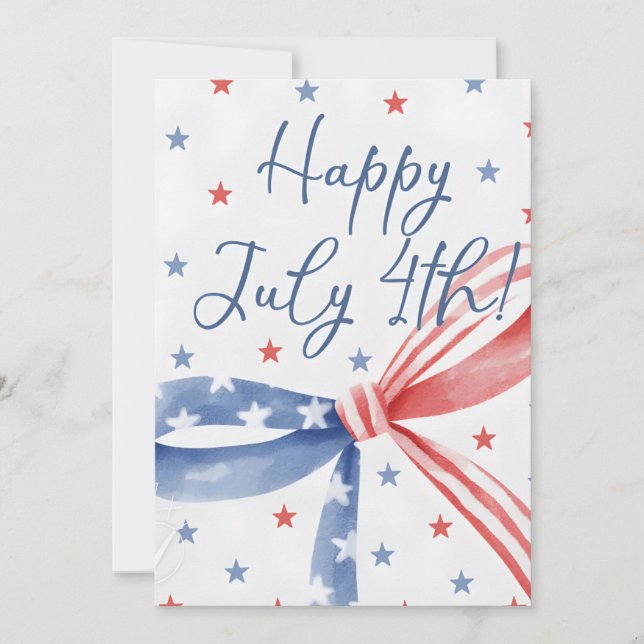 Cartes Pour Fêtes Annuelles Patriotic Bow Happy July 4th! USA Independence (Devant)