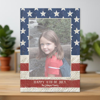 Cartes Pour Fêtes Annuelles Patriotic Christmas 1 photo Drapeau Américain Vert