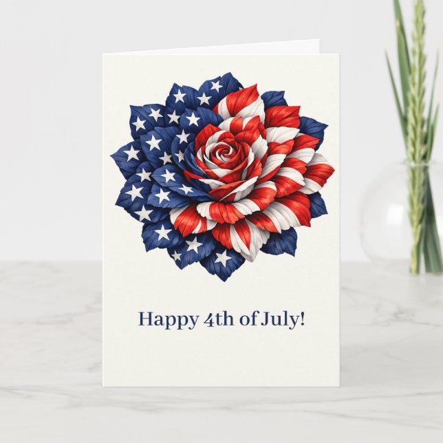 Cartes Pour Fêtes Annuelles Patriotic Flag Floral Illustration (Devant)