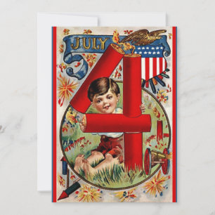 Cartes Pour Fêtes Annuelles Patriotic Retro Vintage USA 4 juillet
