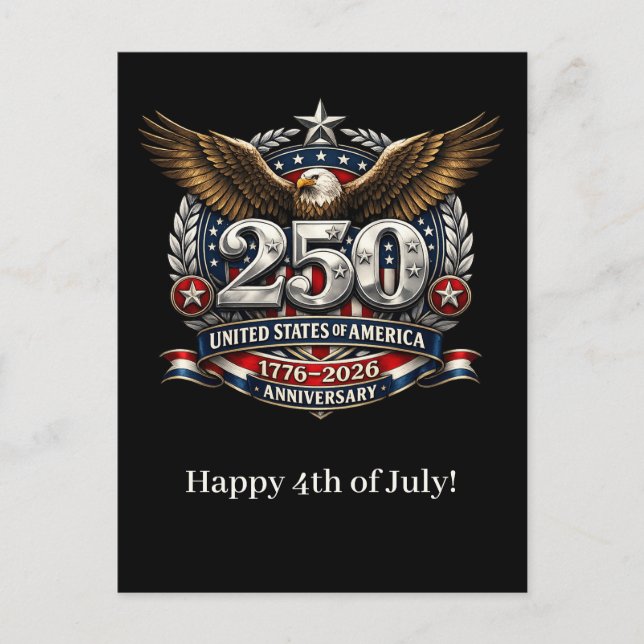 Cartes Pour Fêtes Annuelles Patriotic Silver Semiquincentennial Emblem (Devant)