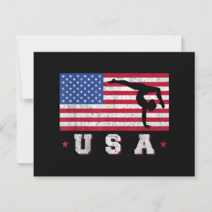 Cartes Pour Fêtes Annuelles Patriotic Sports Gift American USA Flag Girls Gymn