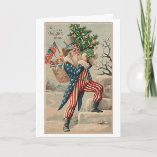 Cartes Pour Fêtes Annuelles Patriotic Uncle Sam Vintage Christmas Card