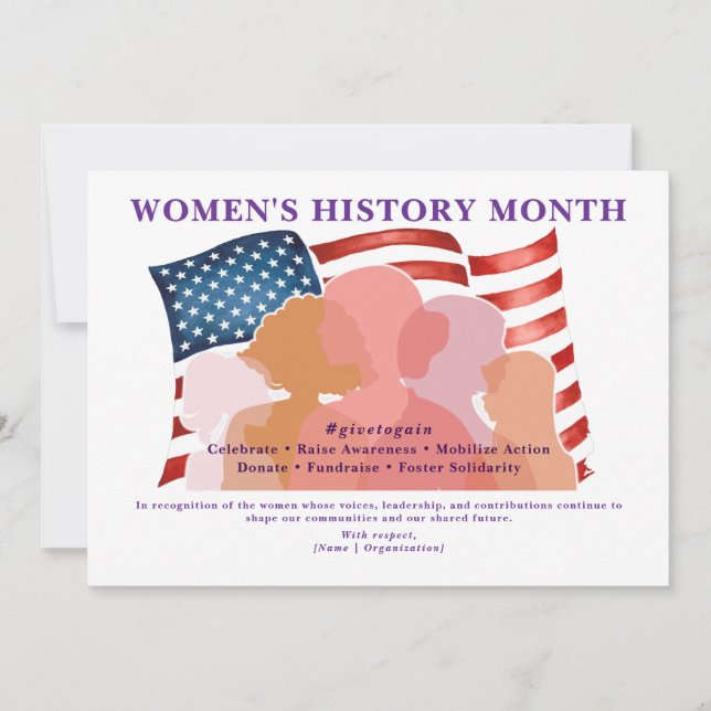 Cartes Pour Fêtes Annuelles Patriotic Women’s History Month Recognition (Devant)