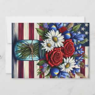 Cartes Pour Fêtes Annuelles Patriotique, floral en détresse