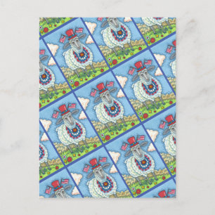 CARTES POUR FÊTES ANNUELLES PATRIOTIQUE QUATRIÈME JUILLET SHEEP, ART FOLK AMUS