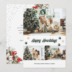 Cartes Pour Fêtes Annuelles Patte d'Or Vert Botanique Photo Joyeux Howlidays