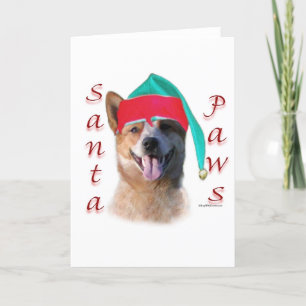 Cartes Pour Fêtes Annuelles Pattes australiennes de Père Noël de chien de