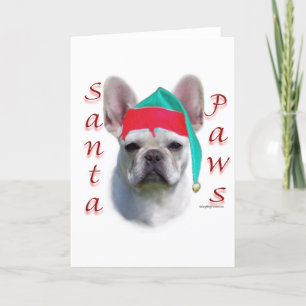Cartes Pour Fêtes Annuelles Pattes (blanches) de Père Noël de bouledogue