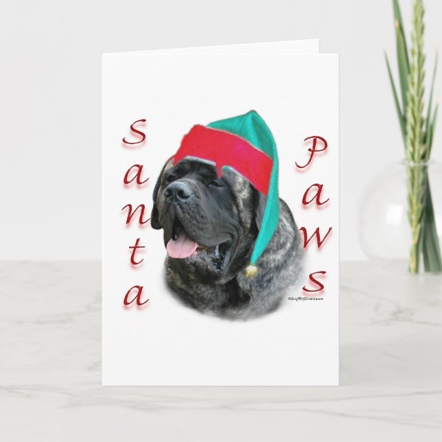 Cartes Pour Fêtes Annuelles Pattes (brindle) de Père Noël de mastiff (Devant)