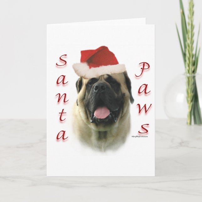 Cartes Pour Fêtes Annuelles Pattes de Père Noël de mastiff (faon) (Devant)