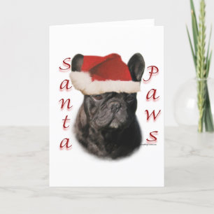 Cartes Pour Fêtes Annuelles Pattes de Père Noël du bouledogue français (noir)