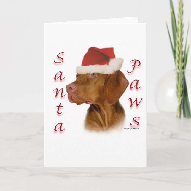Cartes Pour Fêtes Annuelles Pattes de Vizsla Père Noël (Devant)