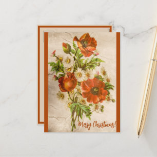 Cartes Pour Fêtes Annuelles Pavot botanique Vintage victorien en détresse
