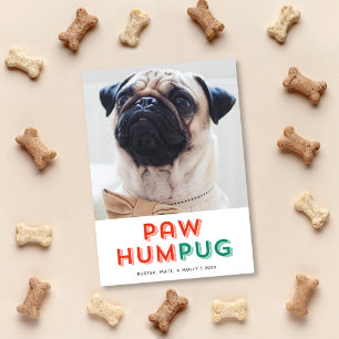 Cartes Pour Fêtes Annuelles Paw Hum Carlin Chien mignonne drôle Type de vacanc