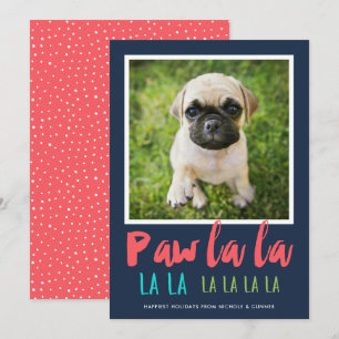 Cartes Pour Fêtes Annuelles Paw La La Pet Photo Modern Christmas Coral
