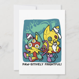Cartes Pour Fêtes Annuelles Paw-sitivement Effrayant Chats Monstrueux Hallow