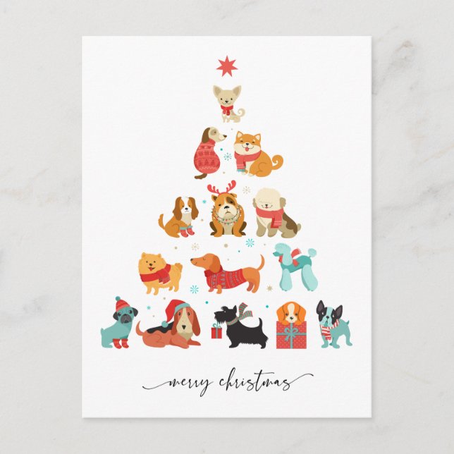 Cartes Pour Fêtes Annuelles Paw-some Christmas Tree - Un jour férié à la traîn (Devant)