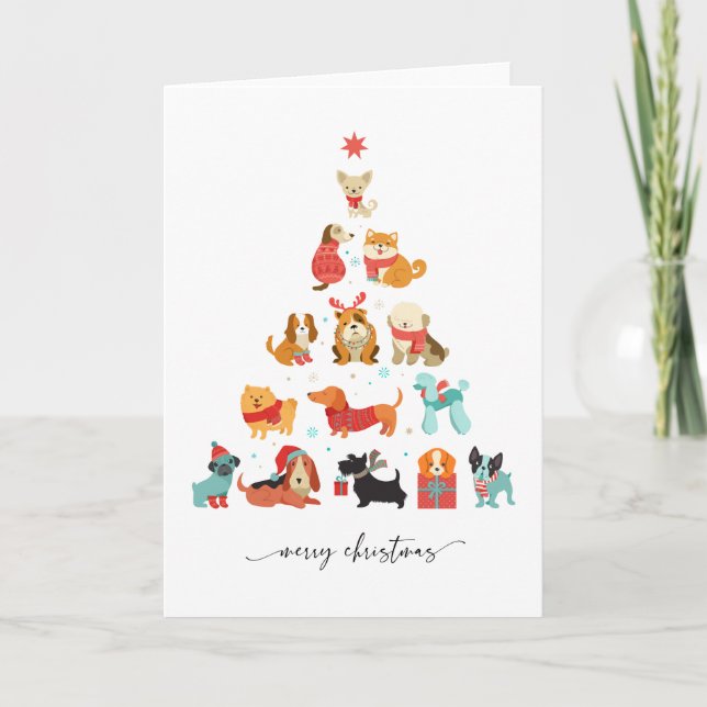 Cartes Pour Fêtes Annuelles Paw-some Christmas Tree - Un jour férié à la traîn (Devant)