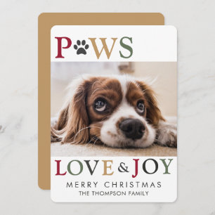 Cartes Pour Fêtes Annuelles Paws colorés Love Joy Pet Photo