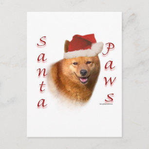 Cartes Pour Fêtes Annuelles Paws de Père Noël Spitz finlandais